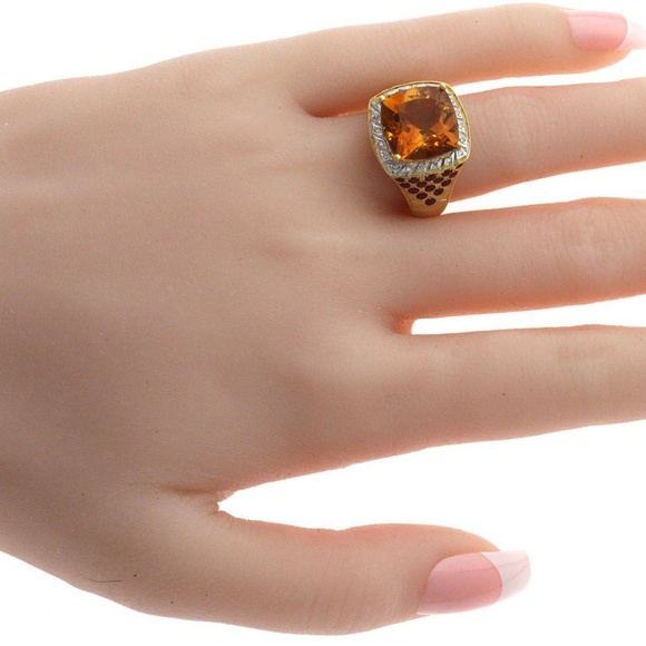 18k Citrine & Ruby with Diamonds Engagement Ring - Picture 6 of 6